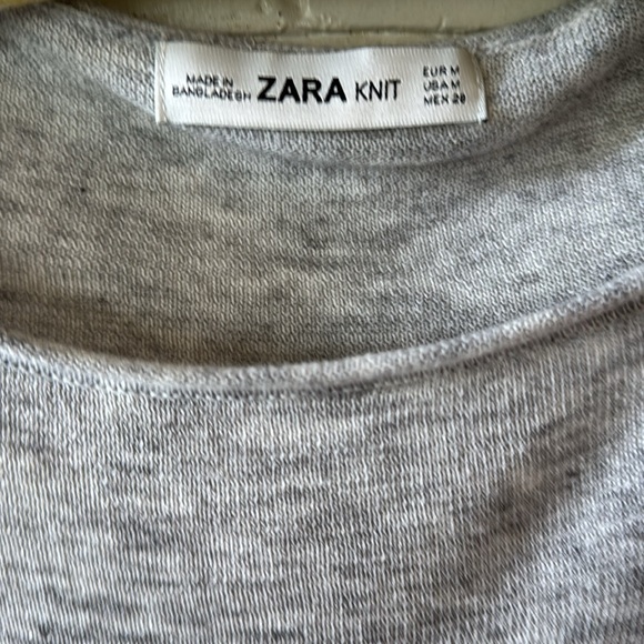 Zara Knit heather gray lightweight oversized sweater w/ tie bottom sleeves - Picture 7 of 8